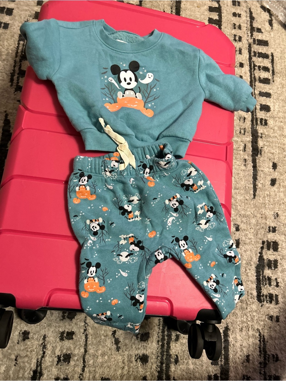 Toddler Teal Mickey Mouse Pumpkin Lounge Set